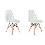 Ficha técnica e caractérísticas do produto Conjunto 2 Cadeiras DKR Charles Eames Wood Estofada Botonê - Branca