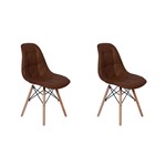 Ficha técnica e caractérísticas do produto Conjunto 2 Cadeiras DKR Charles Eames Wood Estofada Botonê - Marrom - Magazine Decor