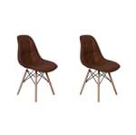 Ficha técnica e caractérísticas do produto Conjunto 2 Cadeiras Dkr Charles Eames Wood Estofada Botonê Marrom