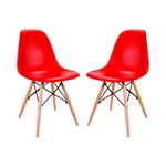 Ficha técnica e caractérísticas do produto Conjunto 2 Cadeiras Eames Eiffel com pés de madeira - Vermelha
