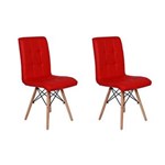 Ficha técnica e caractérísticas do produto Conjunto 2 Cadeiras Eiffel Gomos Estofada Base Madeira - Vermelho