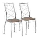 Ficha técnica e caractérísticas do produto Conjunto 2 Cadeiras em Aço 171020670 Camurça Conhaque/Cromado - Carraro - Carraro Móveis