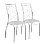 Ficha técnica e caractérísticas do produto Conjunto 2 Cadeiras em Aço 171020764 Branco Fantasia/Cromado - Carraro - Carraro Móveis