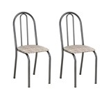 Ficha técnica e caractérísticas do produto Conjunto 2 Cadeiras Éos Cromo Preto e Estampa Rattan