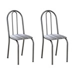 Ficha técnica e caractérísticas do produto Conjunto 2 Cadeiras Éos Cromo Preto e Linho - Artefamol