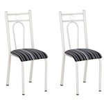Ficha técnica e caractérísticas do produto Conjunto 2 Cadeiras Hanumam Branco e Preto Listrado
