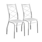 Ficha técnica e caractérísticas do produto Conjunto 2 Cadeiras Napa Branco Aço Cromado 1710 Carraro Móveis