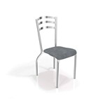 Conjunto 2 Cadeiras Portugal Crome Cromado/Preto Linho Cinza Kappesberg