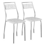 Ficha técnica e caractérísticas do produto Conjunto 2 Cadeiras Tecil Fantasia Branca Cromada 1717 Móveis Carraro