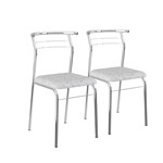 Ficha técnica e caractérísticas do produto Conjunto 2 Cadeiras Tecil Fantasia Branco Cromado 1708 Carraro Móveis - Móveis Carraro