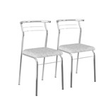 Ficha técnica e caractérísticas do produto Conjunto 2 Cadeiras Tecil Fantasia Branco Cromado 1708 Carraro Móveis