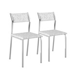 Ficha técnica e caractérísticas do produto Conjunto 2 Cadeiras Tecil Fantasia Branco Cromado 1709 Carraro Móveis - Móveis Carraro