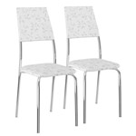 Ficha técnica e caractérísticas do produto Conjunto 2 Cadeiras Tecil Fantasia Branco Cromado 1719 Móveis Carraro