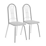 Ficha técnica e caractérísticas do produto Conjunto 2 Cadeiras Tecil Fantasia Branco Cromado 182 Móveis Carraro