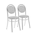 Ficha técnica e caractérísticas do produto Conjunto 2 Cadeiras Tecil Fantasia Branco Cromado 190 Móveis Carraro