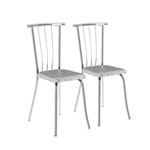 Ficha técnica e caractérísticas do produto Conjunto 2 Cadeiras Tecil Fantasia Branco Cromado Móveis Carraro