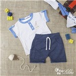 Ficha técnica e caractérísticas do produto Conjunto Camiseta e Short Stars Azul - Lilibee