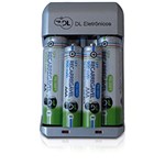 Ficha técnica e caractérísticas do produto Conjunto Carregador e 2 Pilhas AAA 900mAh + 2 Pilhas AA 2500mAh - DL