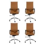 Ficha técnica e caractérísticas do produto Conjunto com 4 Cadeiras de Escritório Esteirinha Charles Eames Pu Alta Terra