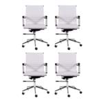 Ficha técnica e caractérísticas do produto Conjunto com 4 Cadeiras de Escritório Esteirinha Charles Eames Pu Baixa Branca