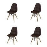 Ficha técnica e caractérísticas do produto Conjunto com 4 Cadeiras Dkr Botonê Mesclada Base Eiffel Madeira Café Inovakasa