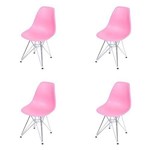 Ficha técnica e caractérísticas do produto Conjunto com 4 Cadeiras Dkr Eames Polipropileno Base Eiffel Ferro Rosa Inovakasa