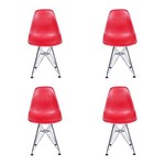 Ficha técnica e caractérísticas do produto Conjunto com 4 Cadeiras Dkr Eames Polipropileno Base Eiffel Ferro Vermelha Inovakasa