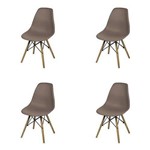 Ficha técnica e caractérísticas do produto Conjunto com 4 Cadeiras Dkr Polipropileno Base Eiffel Madeira Café Inovakasa