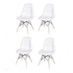 Ficha técnica e caractérísticas do produto Conjunto com 4 Cadeiras Eames Dkr Botonê Base Eiffel Madeira Branca