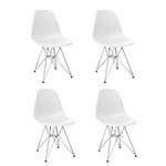 Ficha técnica e caractérísticas do produto Conjunto com 4 Cadeiras Eames Eiffel Base Metal - BRANCO