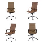 Ficha técnica e caractérísticas do produto Conjunto com 4 Cadeiras Office Esteirinha Charles Eames Pu Alta Caramelo Inovakasa