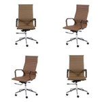 Ficha técnica e caractérísticas do produto Conjunto com 4 Cadeiras Office Esteirinha Charles Eames Pu Alta - MOSTARDA