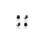 Ficha técnica e caractérísticas do produto Conjunto Com 4 Cadeiras Office Esteirinha Charles Eames Pu Baixa Preta