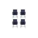 Ficha técnica e caractérísticas do produto Conjunto Com 4 Cadeiras Office Esteirinha Charles Eames Pu Fixa Preta Inovakasa