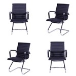 Ficha técnica e caractérísticas do produto Conjunto com 4 Cadeiras Office Esteirinha Charles Eames Pu Fixa Preta