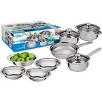 Ficha técnica e caractérísticas do produto Conjunto com 4 Panelas de Inox com Tampa de Vidro + 4 Bowls Rasos - Richwell