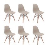 Ficha técnica e caractérísticas do produto Conjunto com 6 Cadeiras Eames Eiffel Base Madeira Fendi Bege - Mobly