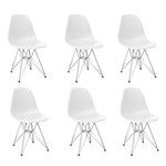 Ficha técnica e caractérísticas do produto Conjunto com 6 Cadeiras Eames Eiffel Base Metal - BRANCO