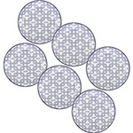 Ficha técnica e caractérísticas do produto Conjunto com 6 Pratos Sobremesa 20cm Cerâmica Floreal Nautico Branco/Azul -Oxford Daily