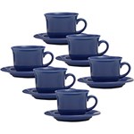 Ficha técnica e caractérísticas do produto Conjunto com 6 Xícaras de Chá 200ml com Pires - Mail Order Blue - Oxford Daily