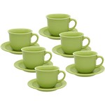Ficha técnica e caractérísticas do produto Conjunto com 6 Xícaras de Chá 200ml com Pires - Mail Order Green - Oxford Daily
