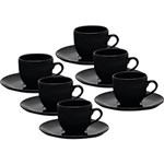Ficha técnica e caractérísticas do produto Conjunto com 6 Xícaras de Chá com Pires - Mail Order Coup Black - Oxford