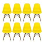 Ficha técnica e caractérísticas do produto Conjunto com 8 Cadeiras Dkr Eames Polipropileno Base Eiffel Madeira Amarela Inovakasa