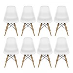 Ficha técnica e caractérísticas do produto Conjunto com 8 Cadeiras Dkr Eames Polipropileno Base Eiffel Madeira Branca Inovakasa