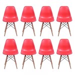 Ficha técnica e caractérísticas do produto Conjunto com 8 Cadeiras Dkr Eames Polipropileno Base Eiffel Madeira Vermelha Inovakasa