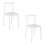 Ficha técnica e caractérísticas do produto Conjunto com 2 Cadeiras 1708 em Napa Branca com Estrutura Branca - Branco