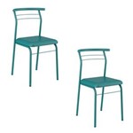 Ficha técnica e caractérísticas do produto Conjunto com 2 Cadeiras 1708 em Napa Turquesa com Estrutura Turquesa - Verde Cinza
