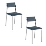 Ficha técnica e caractérísticas do produto Conjunto com 2 Cadeiras 1709 em Napa com Estrutura Cromada - Azul Marinho