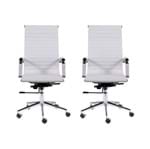 Ficha técnica e caractérísticas do produto Conjunto com 2 Cadeiras de Escritório Esteirinha Charles Eames Pu Alta Branca