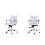Ficha técnica e caractérísticas do produto Conjunto com 2 Cadeiras de Escritório Esteirinha Charles Eames Pu Baixa Branca Inovakasa